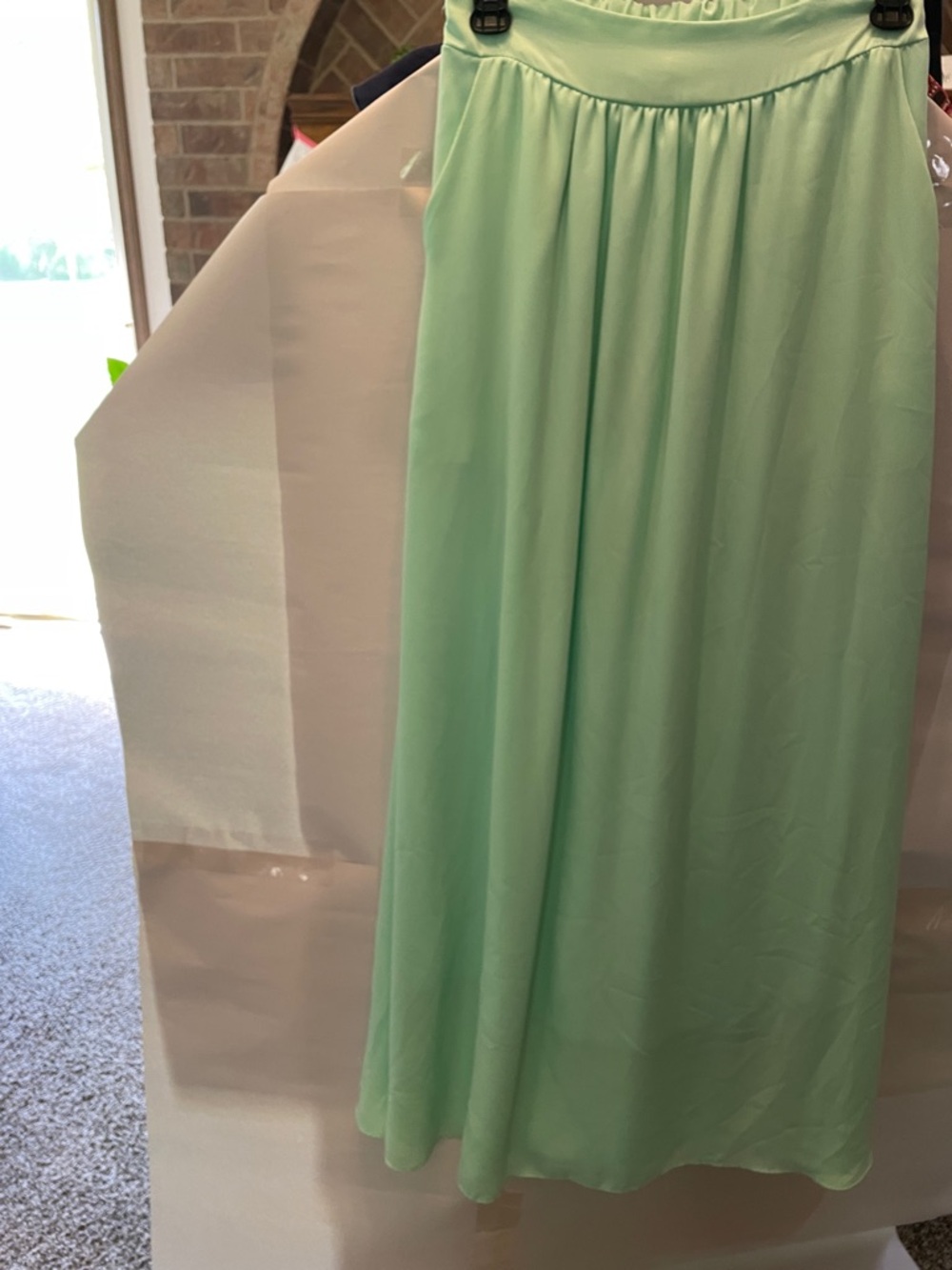 NYMPHE Mint Green Maxi Skirt with Gathered Waist
